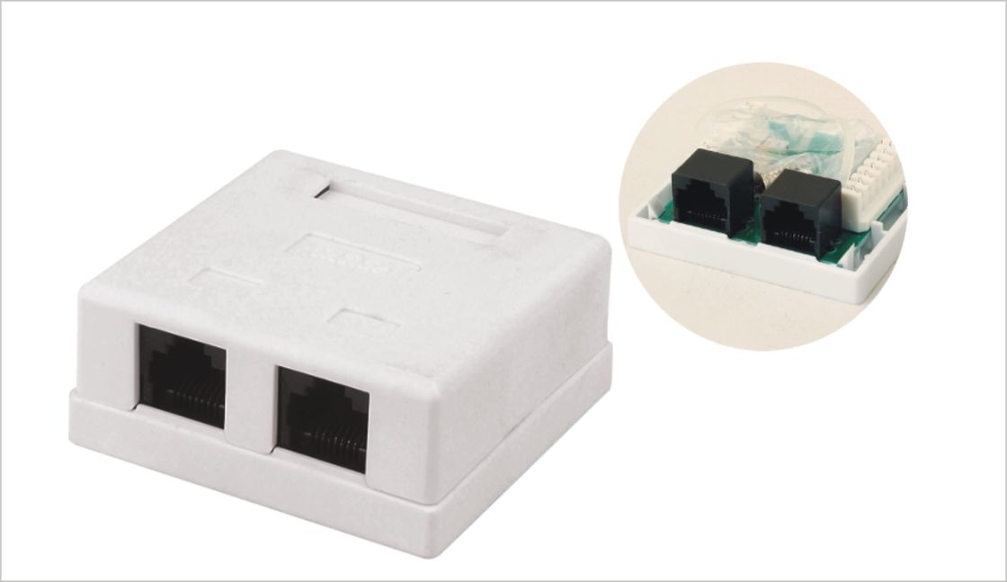 2 colore bianco YH7014 del contenitore RJ45 CAT5E CAT6 di supporto della superficie dell'incavo dello sbocco di parete della rete del porto