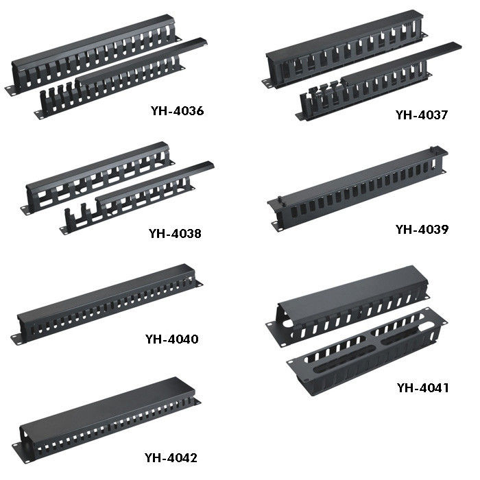 Tipo a 19 pollici di AMP di ispessimento del supporto di scaffale della gestione del cavo della rete 1u con la copertura YH4037 del metallo